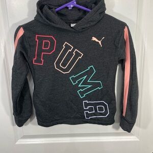 Puma Kids Dark Gray Hoodie with Colorful Lettering Size 7 CB-112